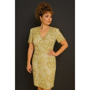 Vintage 80s Naheem‎ Khan Riazee Nights CACHE Heavy Beaded Formal Cocktail Dress
